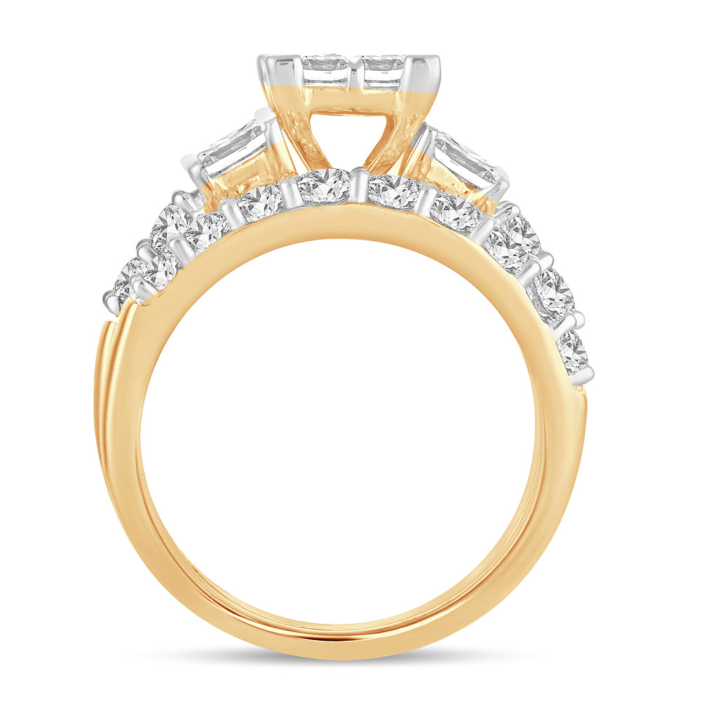 14K Yellow Gold Exquisite 2.00Ct Diamond Bridal Ring