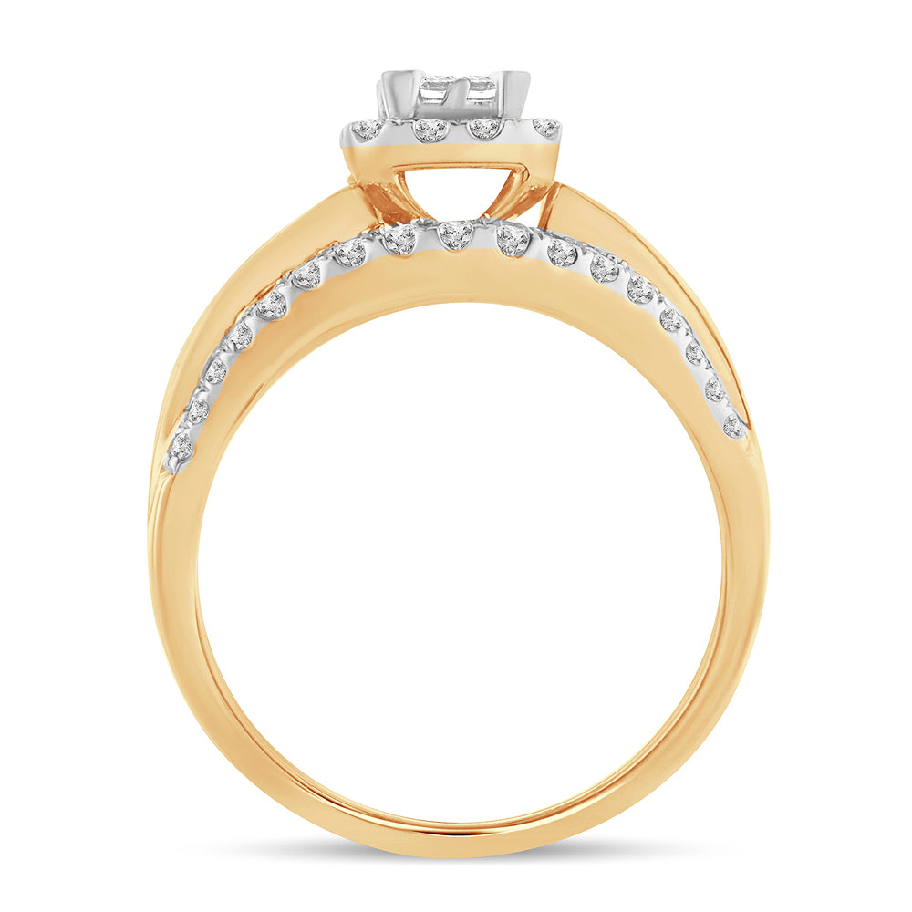 14K Yellow Gold Magnifcnet 2.00Ct Pr/Ct Diamond Bridal Ring