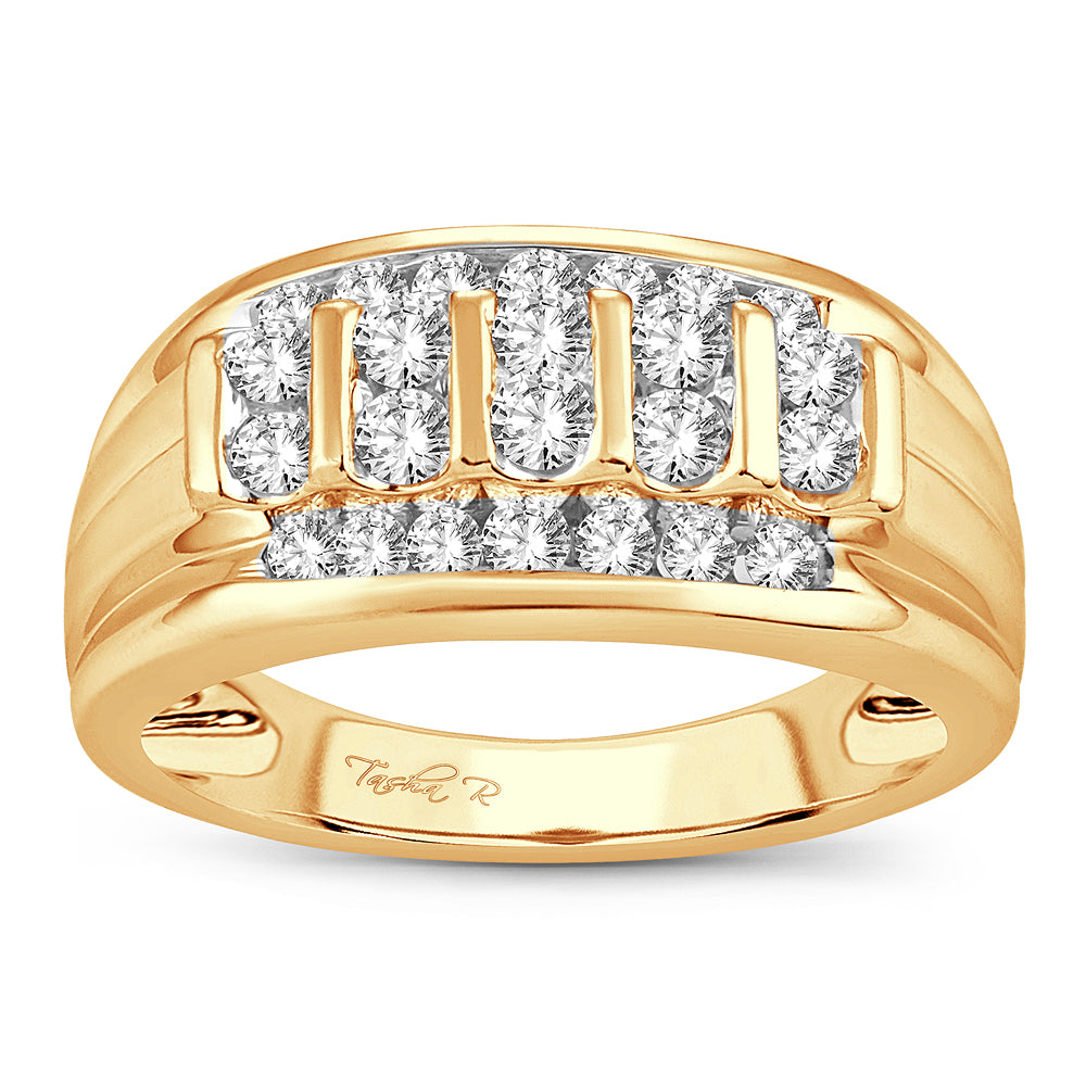 14K Yellow Gold Elegant 1.00Ct Diamond Mens Ring