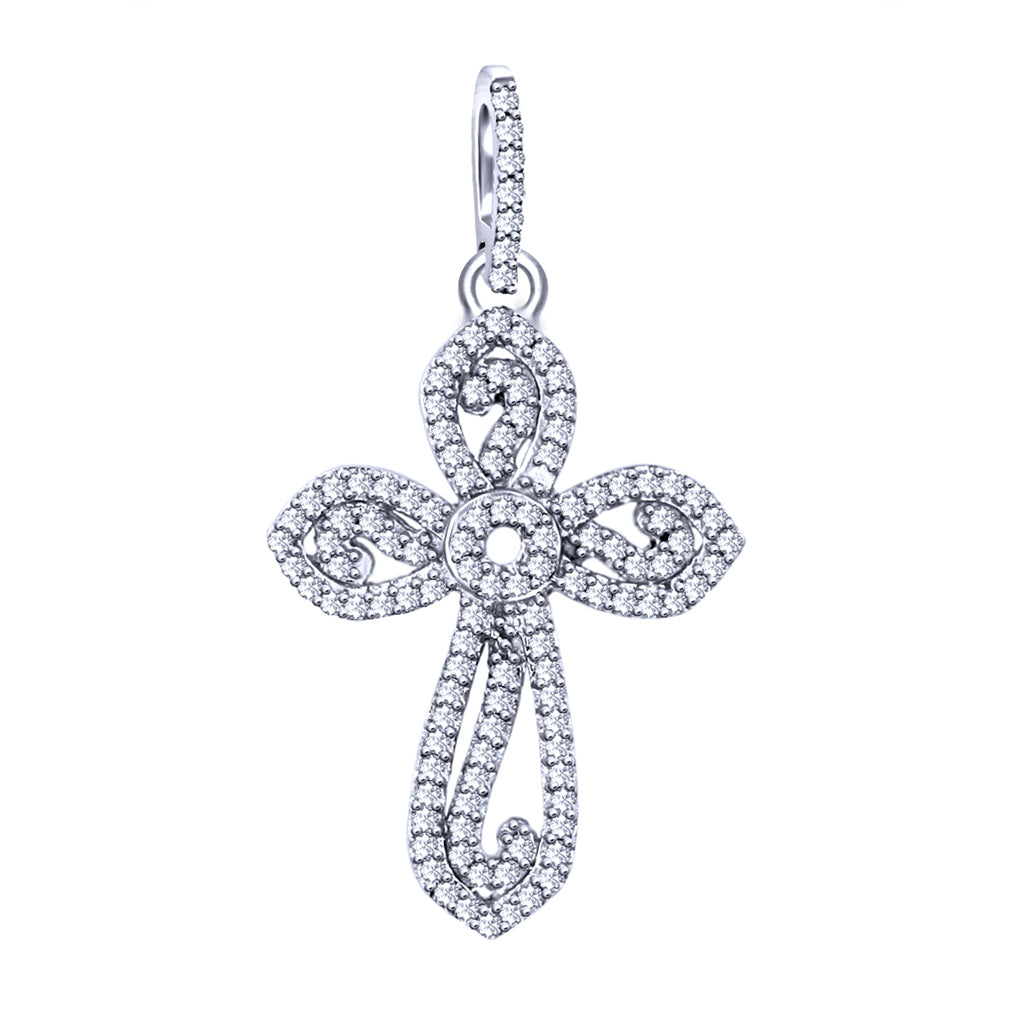 10K White Gold Ladies Diamond Pendant With 0.25-0.30Ct Diamonds (Chains Sold Separately)