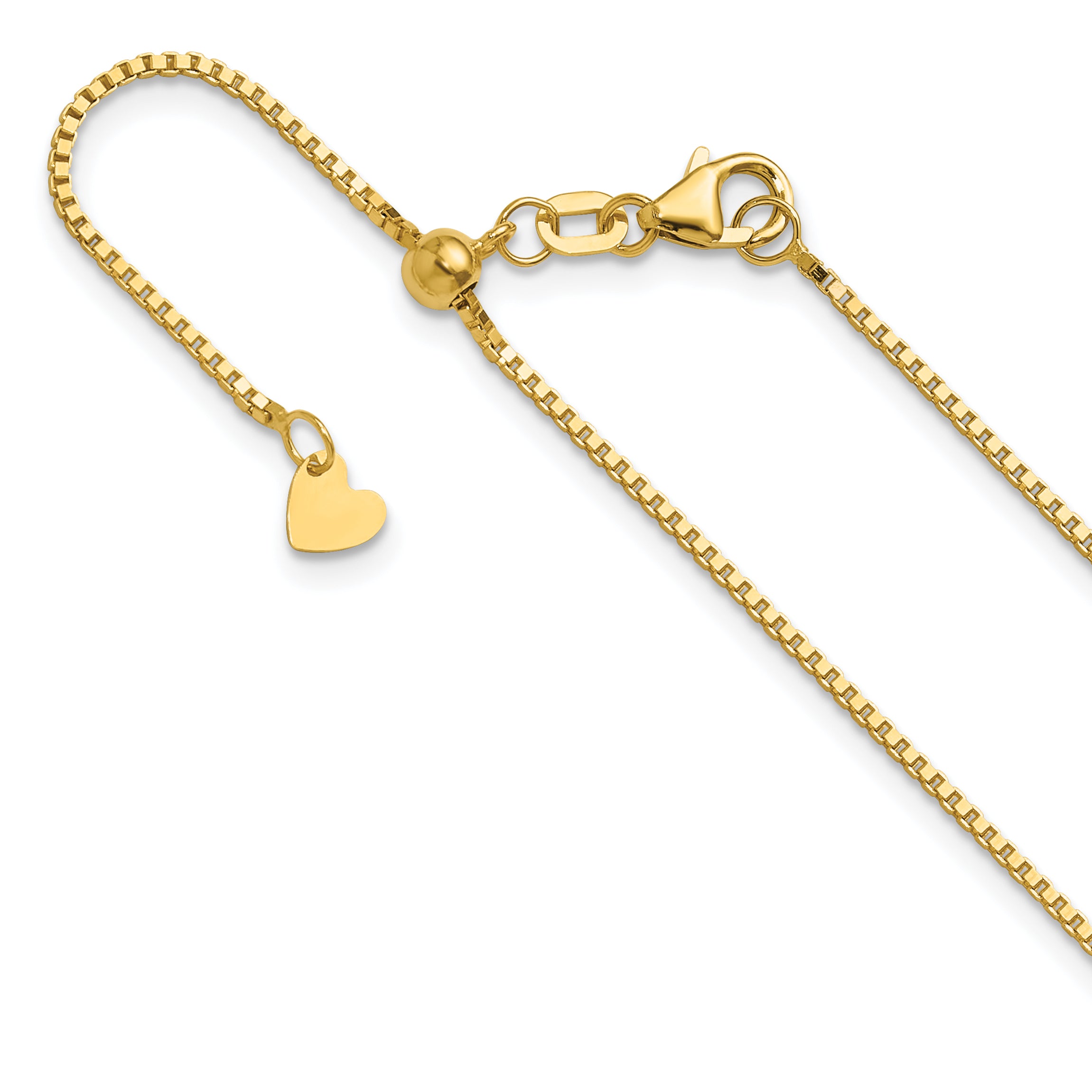 14K Polished Adjustable Box Chain Anklet