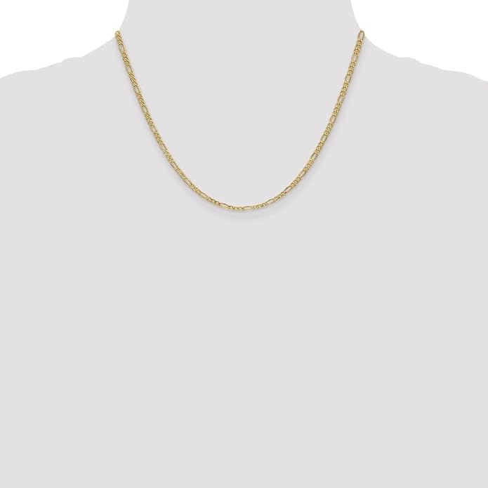 14k Yellow Gold Semi-Solid Light Weight Figaro Chain