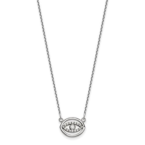 14K White Gold Small Necklace Diamond Gold Halo Evil Eye
