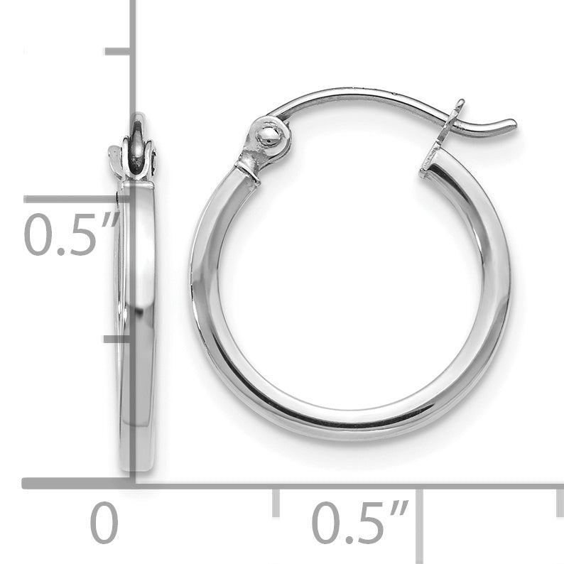 14K White Gold Polished Hoop Earrings