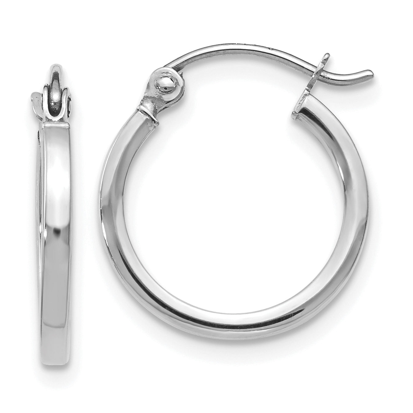 14K White Gold Polished Hoop Earrings