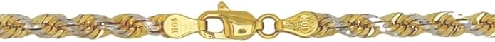 10k Yellow and White Gold Diamond Rope Chain