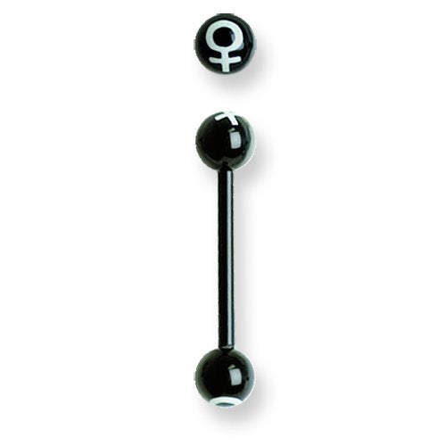 Acrylic 14G 5/8 In. Lg Female Symbol In Black/White Barbell