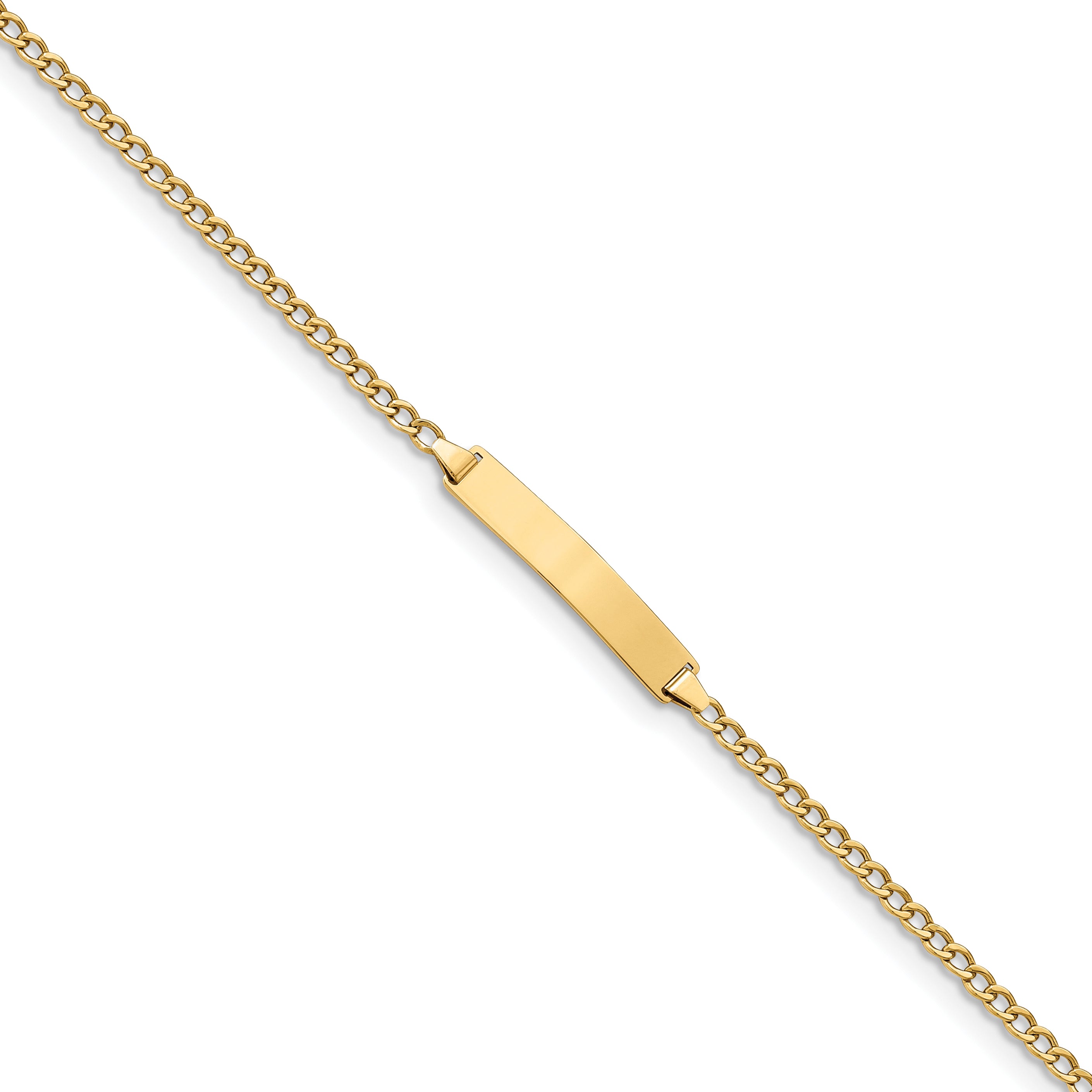 14K Semi-Solid Polished Cuban Id Bracelet