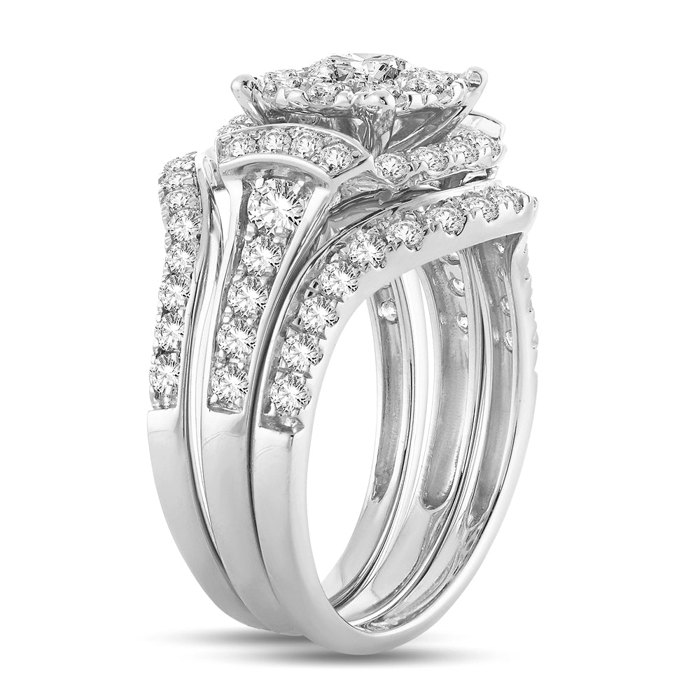 14K White Gold Elegant 2.00Ct Diamond Bridal Ring