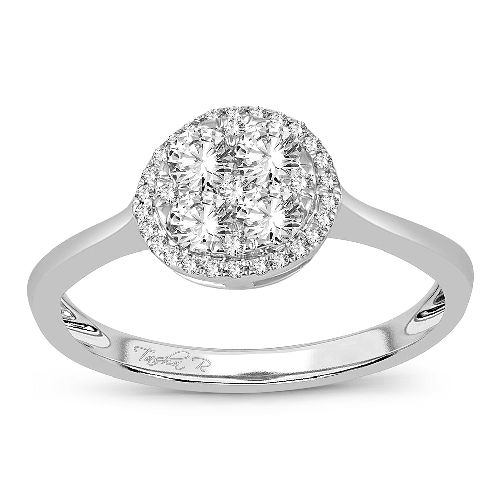 14K White Gold Elegant 0.48Ct Diamond Ring