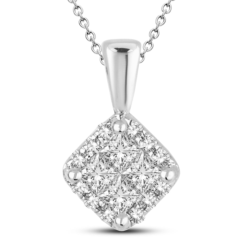 14K White Gold Elegant 0.25Ct Diamond Pendant (Chains Sold Separately)