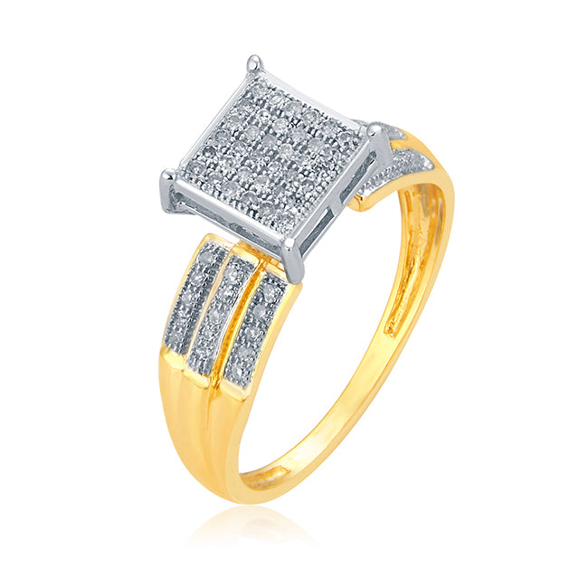 10K Yellow Yellow Gold Ladies Ring With 0.20 Ct Round Micro Pave Diamonds