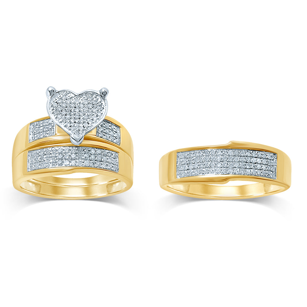 10K Yellow Gold Magnifcnet 0.54 Ct Diamond Trio Set