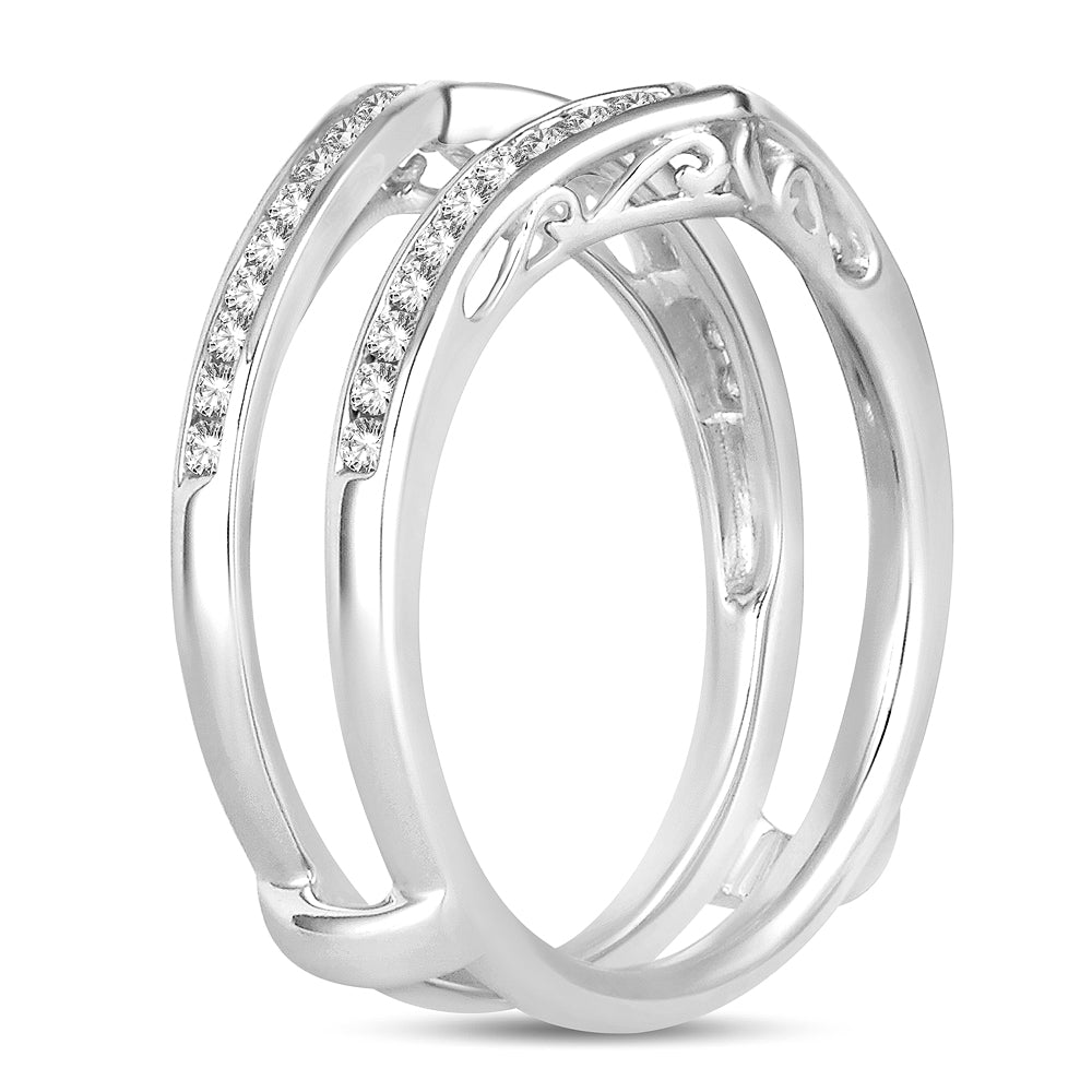 14K White Gold Exquisite 0.38Ct Diamond Ring Guard