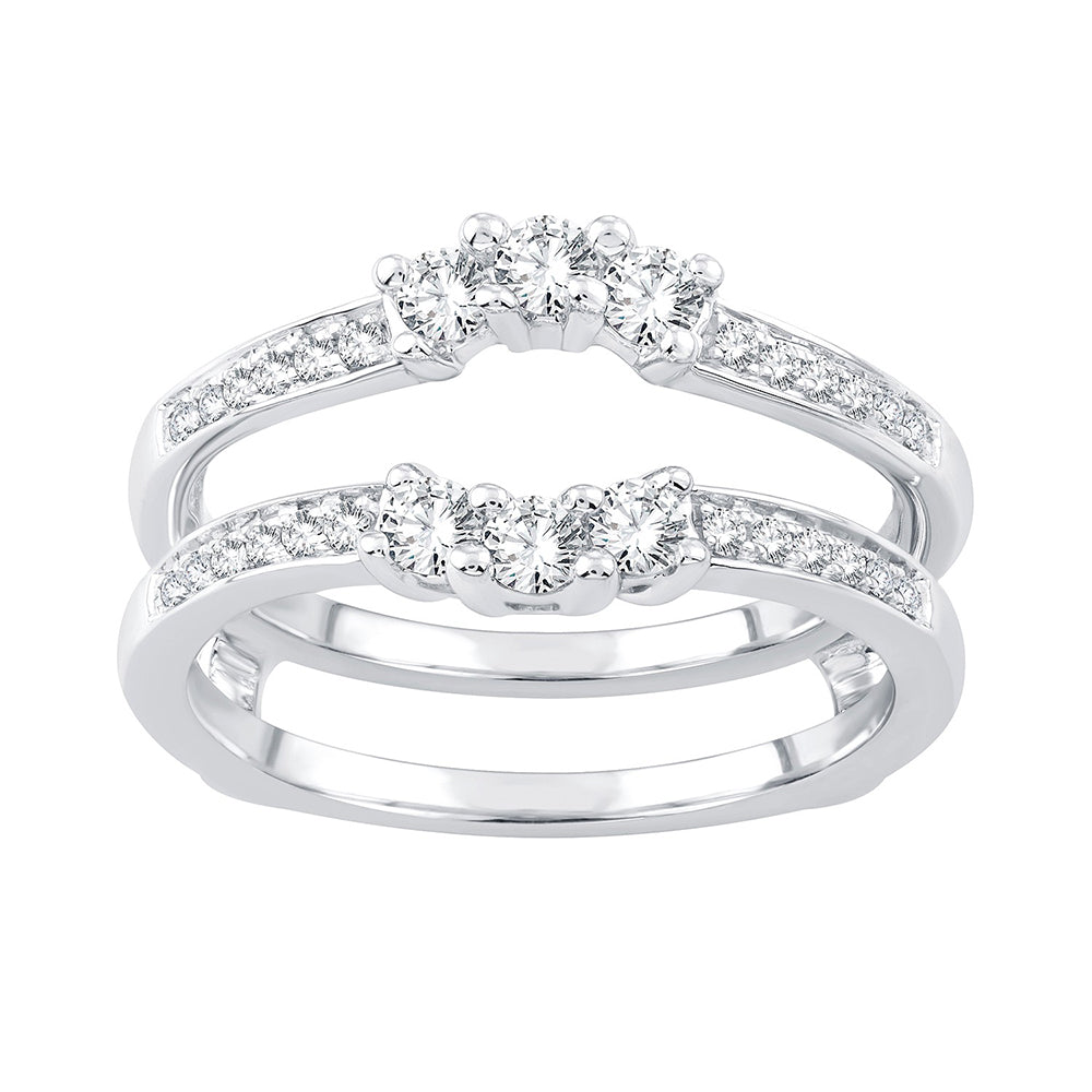 14K White Gold Dazzling 0.50Ct Diamond Ring Guard