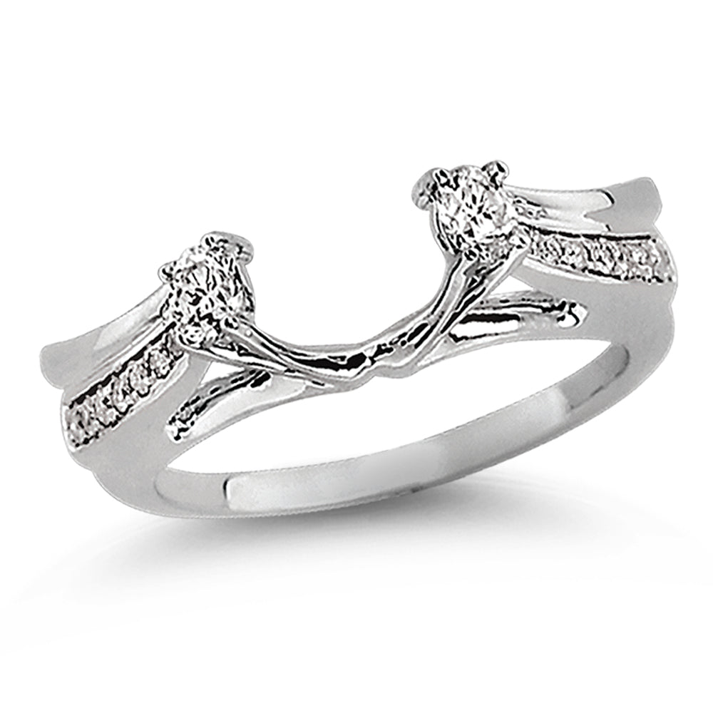14K White Gold Elegant 0.33Ct Diamond Ring Guard