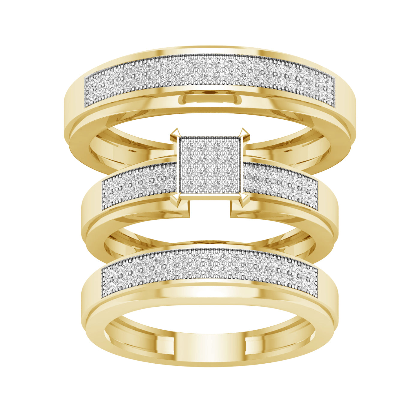 10K Yellow Gold Gorgeous 0.33Ct Diamond Trio Set