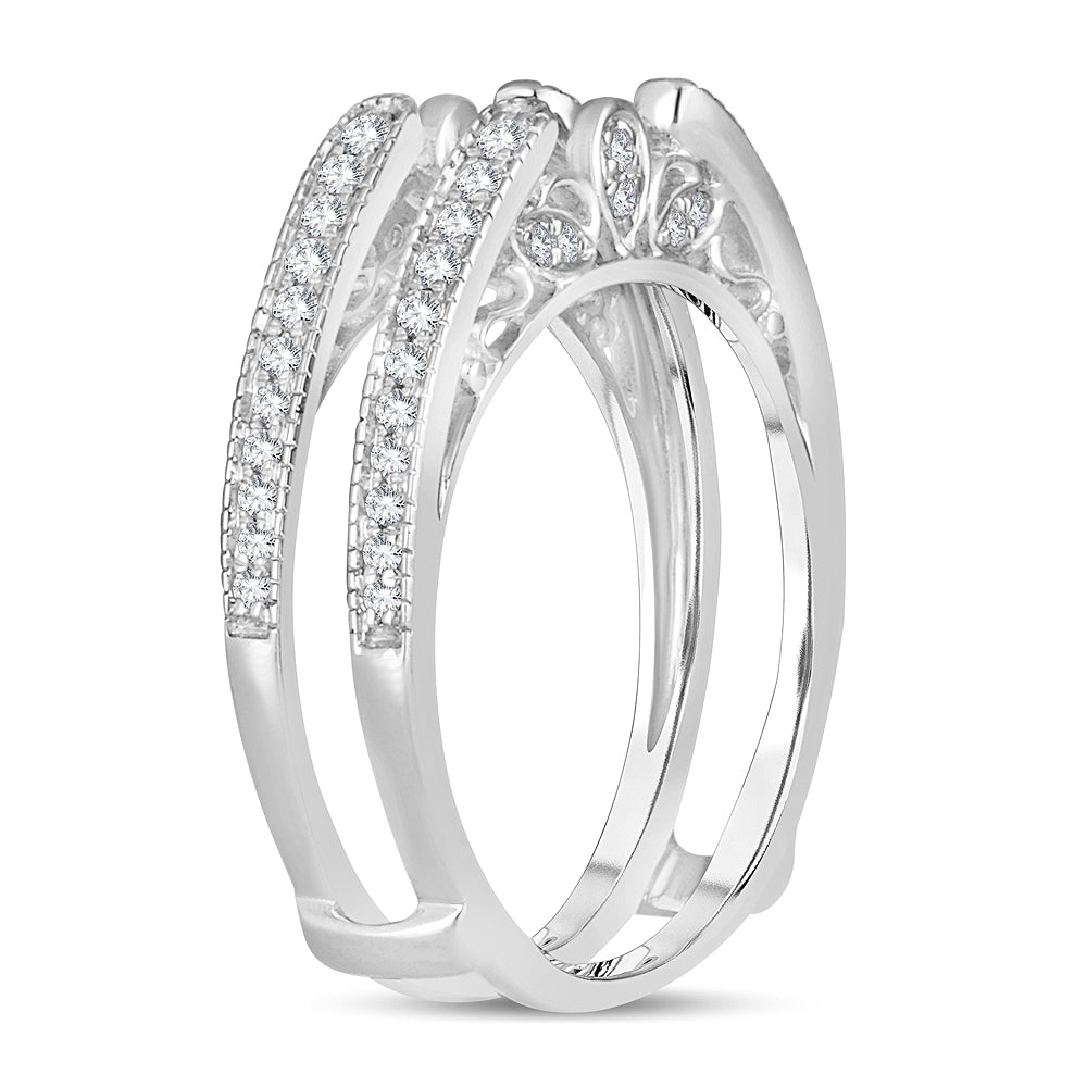 14K White Gold Beautiful 0.34Ct Ring Guard
