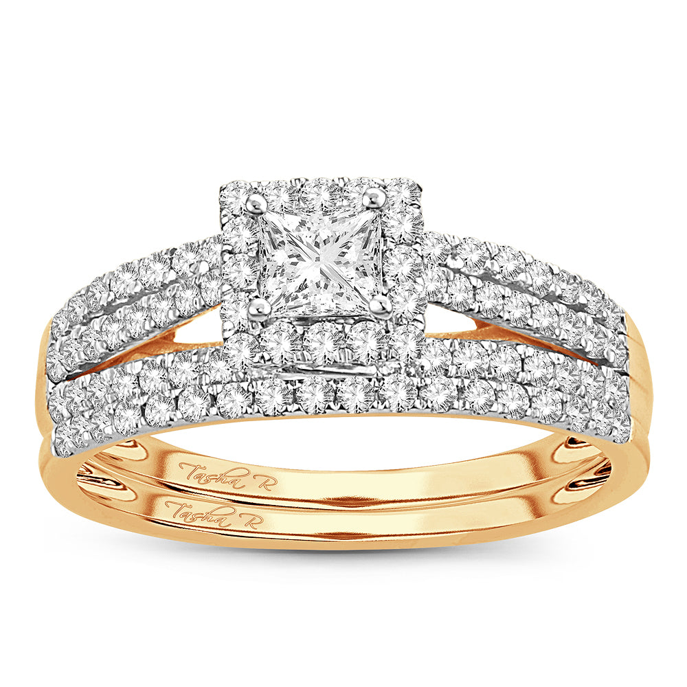 14K Yellow Gold Dazzling 1.00Ct Diamond Bridal Ring