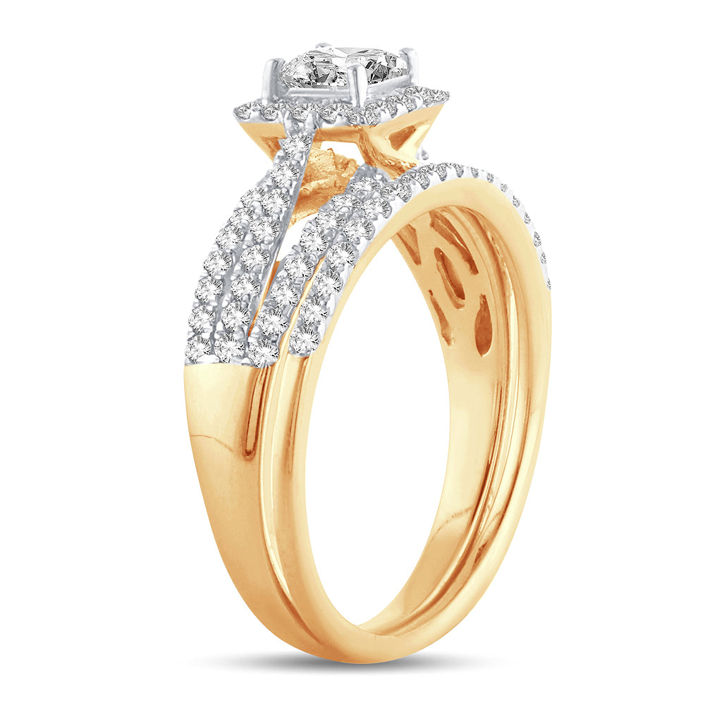 14K Yellow Gold Dazzling 1.00Ct Diamond Bridal Ring