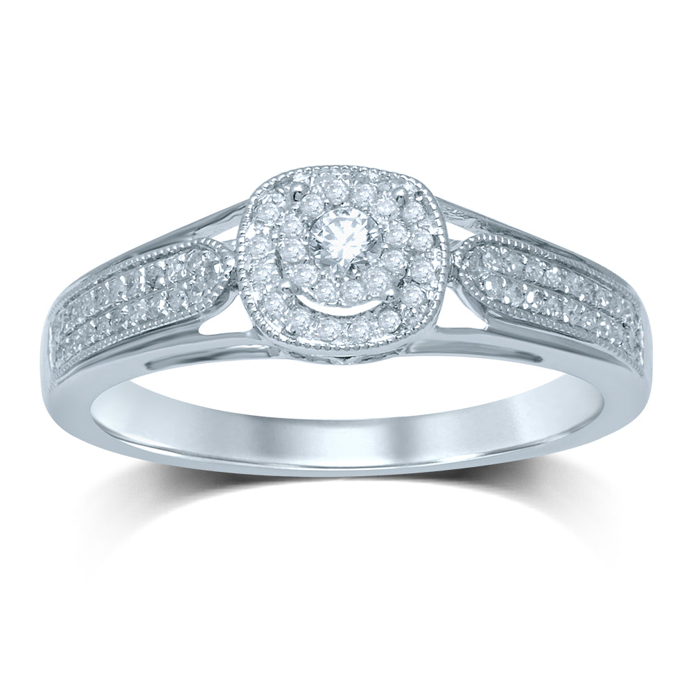 14K White Gold Elegant 0.27Ct Diamond Ring