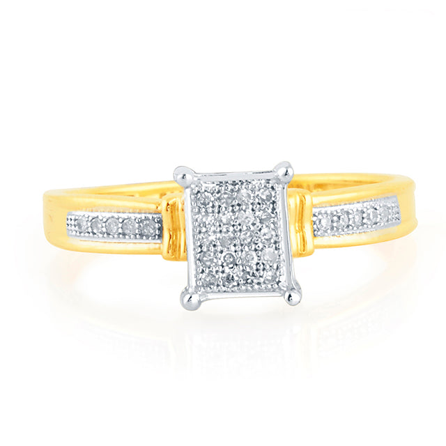 10K Yellow Yellow Gold Ladies Ring With 0.10 Ct Round Micro Pave Diamonds
