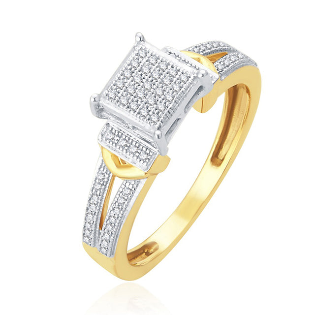 10K Yellow 0.17Ct D-Ladies Micropave Rings