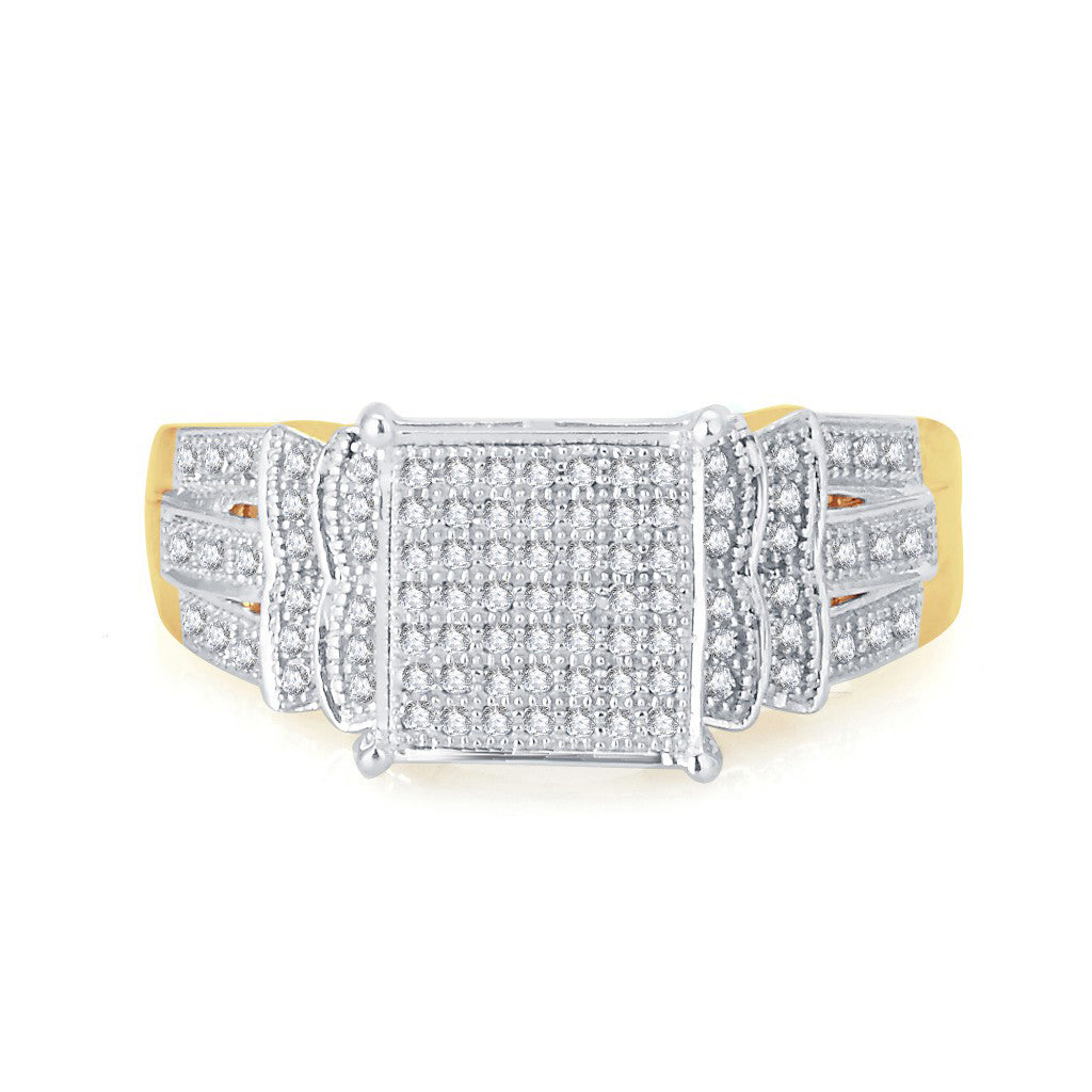 10K Yellow Yellow Gold Ladies Micro Pave Diamond Ring With 0.25Ct Round Diamonds