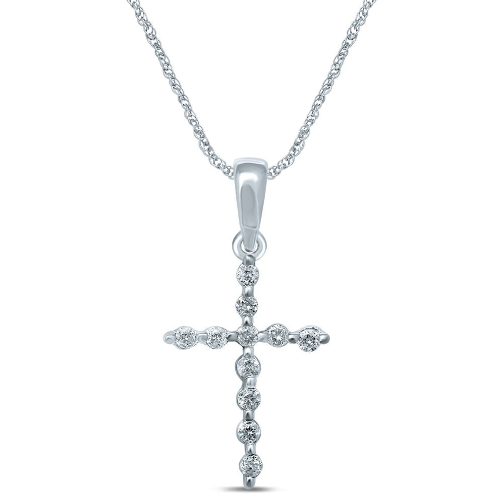 10K White Gold Exquisite 0.09Ct Diamond Pendant (Chains Sold Separately)