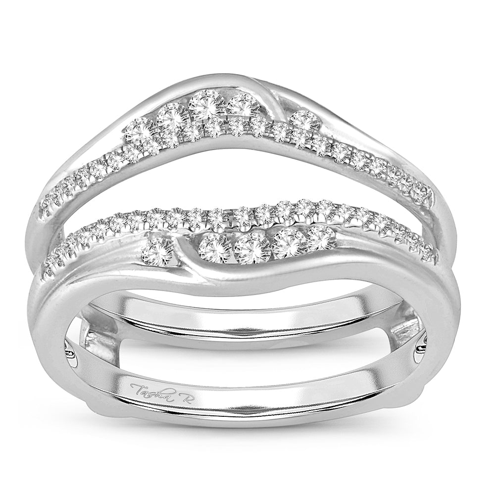 14K White Gold Exquisite 0.34Ct Diamond Ring Guard