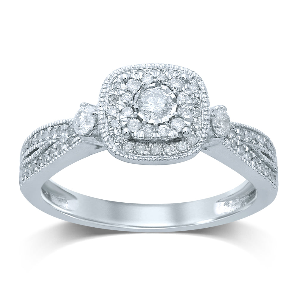 14K White Gold Elegant 0.40Ct Diamond Ring