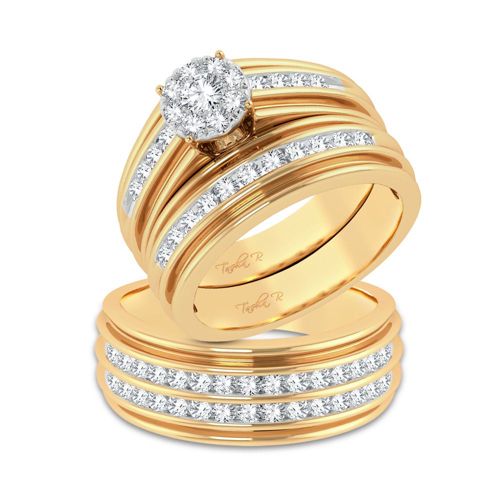 14K Yellow Gold 0.86Ct Diamond Trio Set