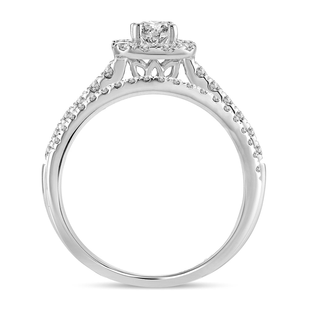 14K White Gold Exquisite 1.00Ct Diamond Bridal Ring