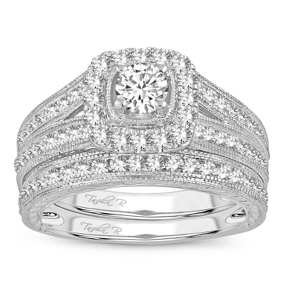 14K White Gold Elegant 1.50Ct Diamond Bridal Ring