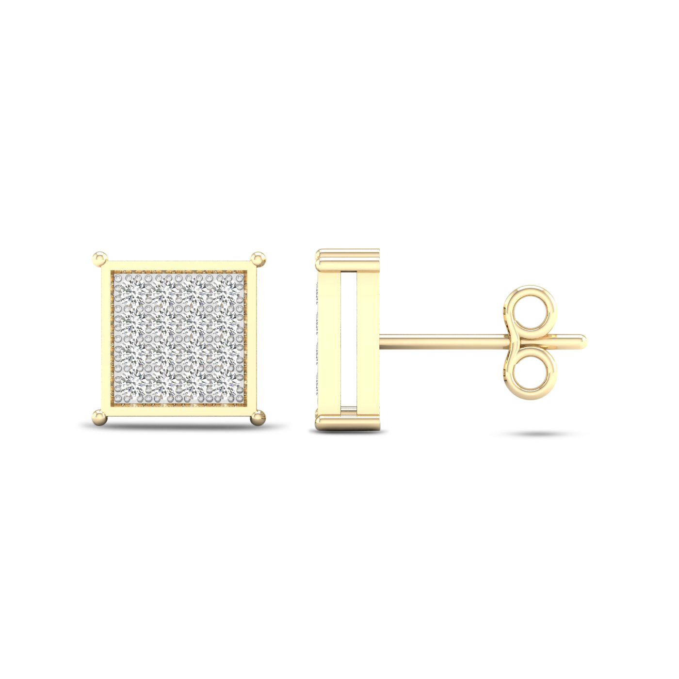 10K Yellow Gold Magnifcnet 0.10Ct Diamond Earring