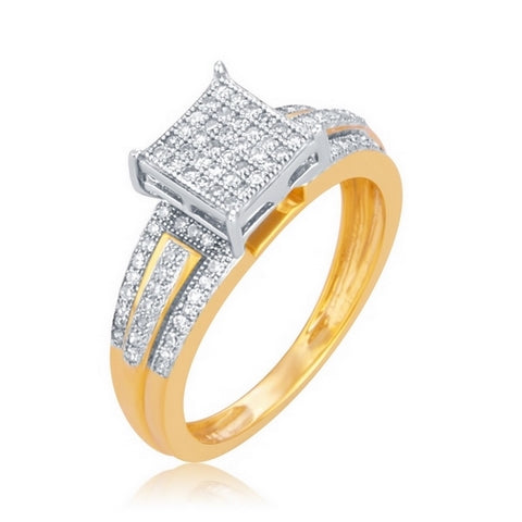 10K Yellow 0.30Ct D-Ladies Micropave Rings