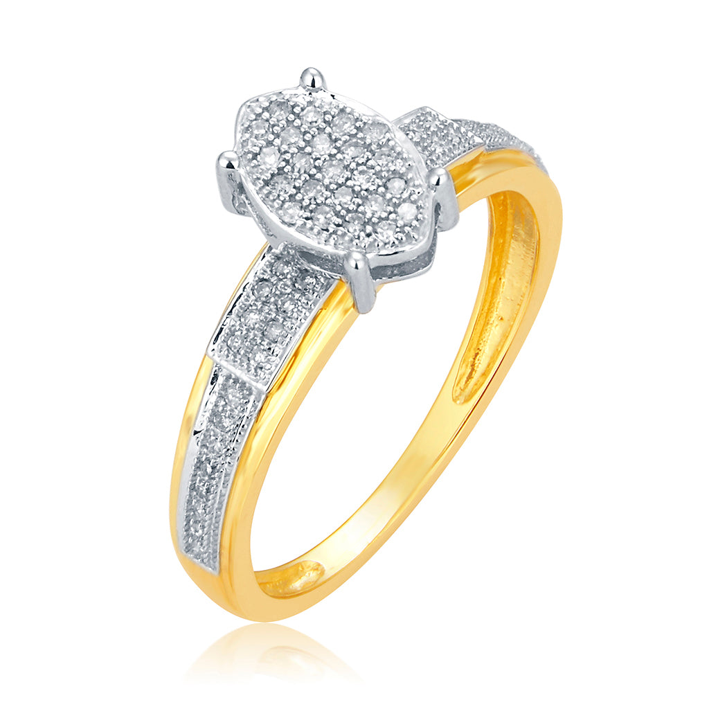 10K Yellow Yellow Gold Ladies Dimaond Ring With 0.15 Ct Round Micro Pave Diamond