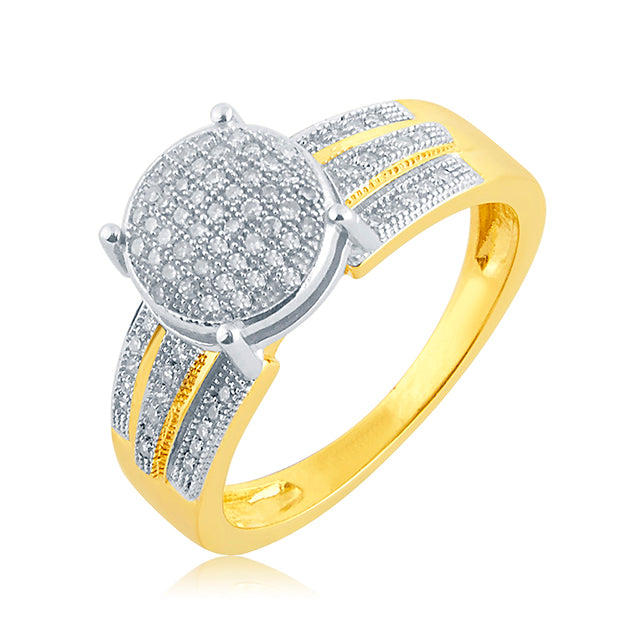 10K Yellow Yellow Gold Ladies Ring With 0.25 Ct Round Micro Pave Diamonds