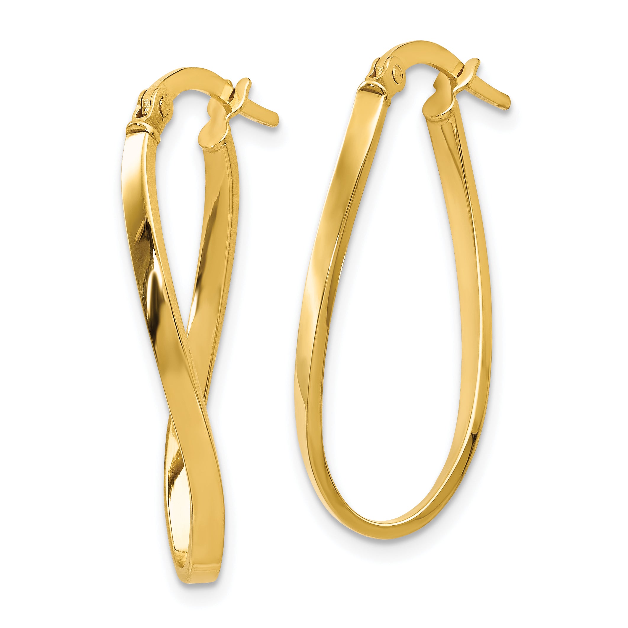 14K Polished Oval Hoop Earrings