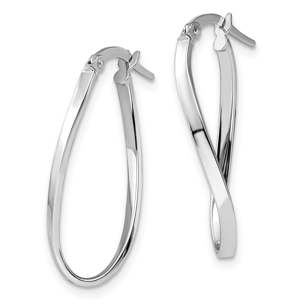 14K White Gold Polished Oval Hoop Earrings