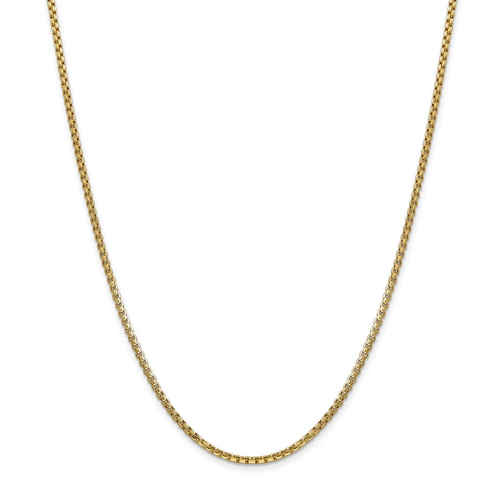 14K 24 Inch 2.45Mm Semi-Solid Round Box With Lobster Clasp Chain