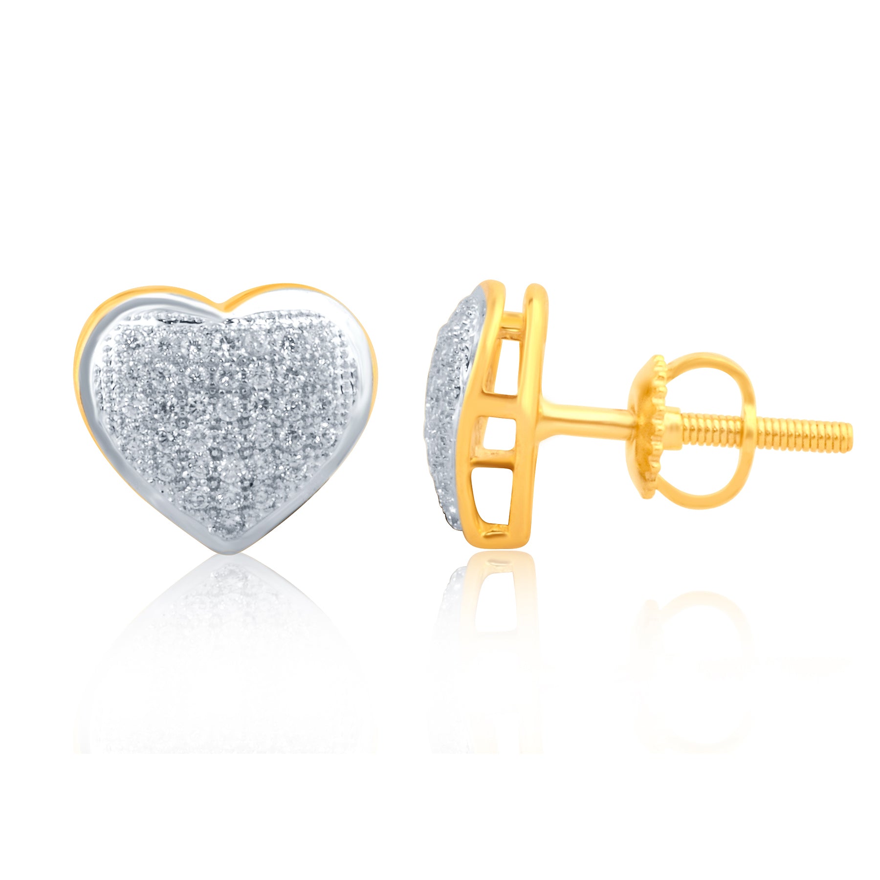 10K Yellowspl Price 0.30Ct D-Earrings Heart Dome