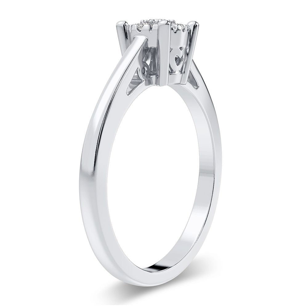 10K White Gold Beautiful 0.10Ct Diamond Ring