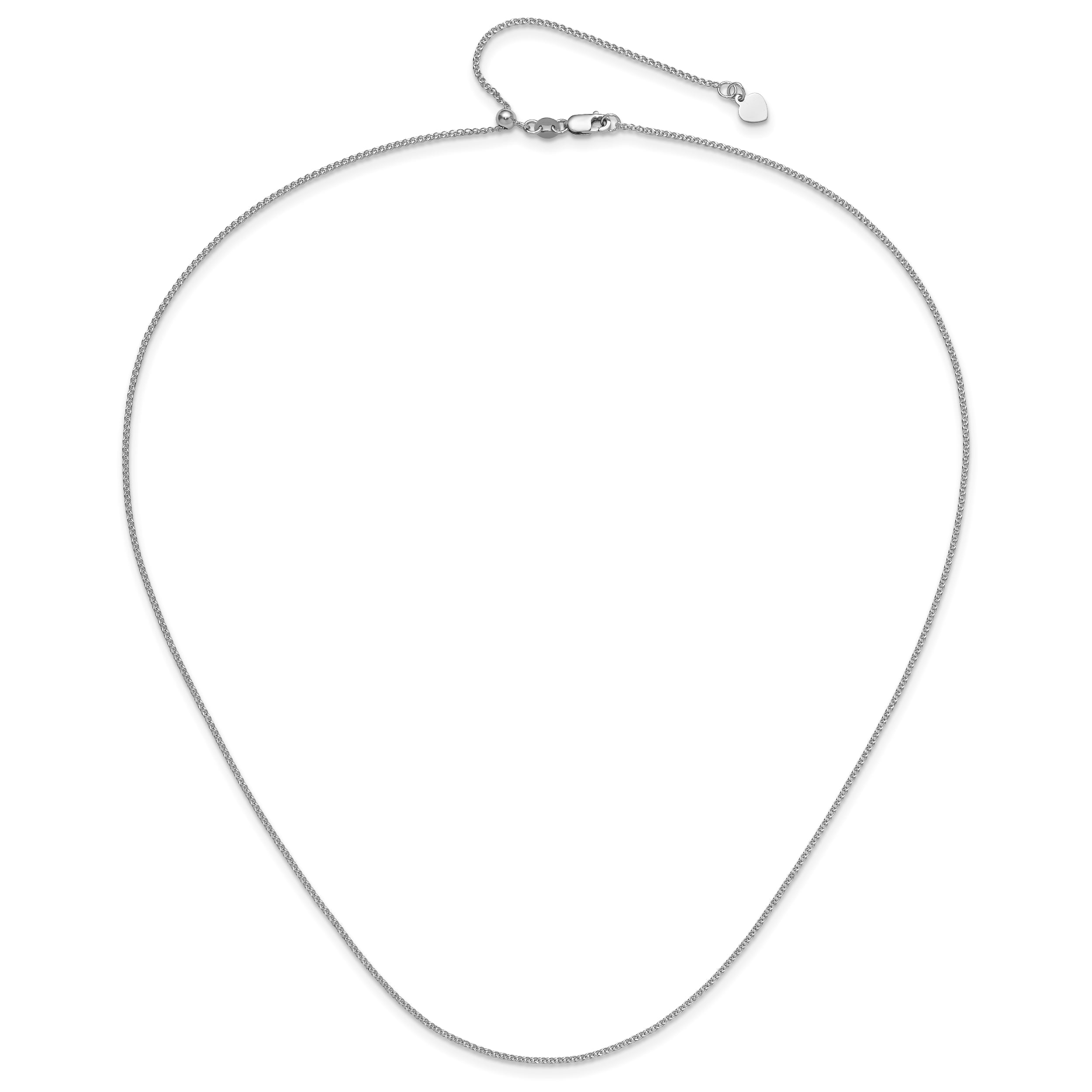 14K White Gold Adjustable 1.2 mm D/C Double Curb Chain