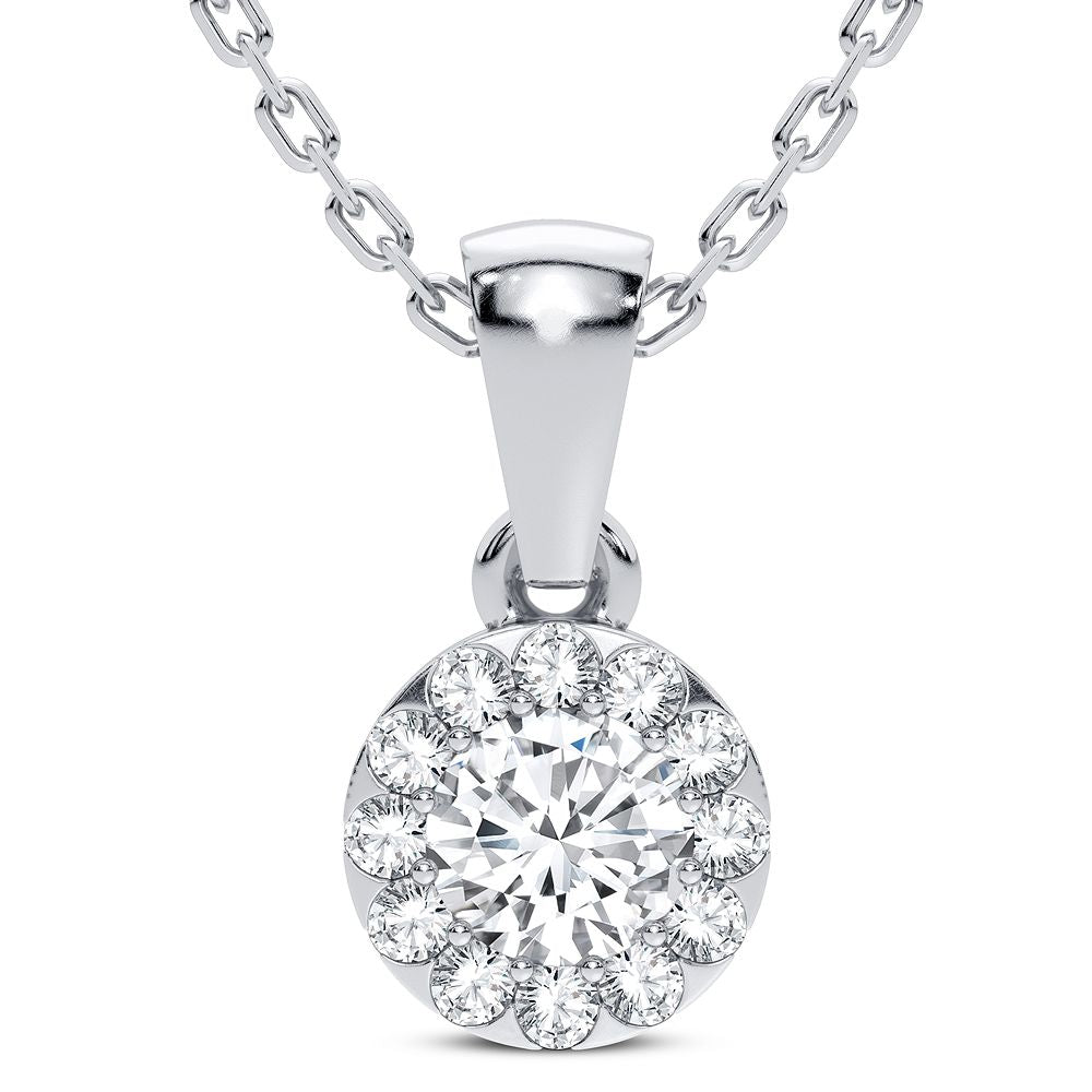 14K White Gold Exquisite 0.27Ct Diamond Pendant (Chains Sold Separately)