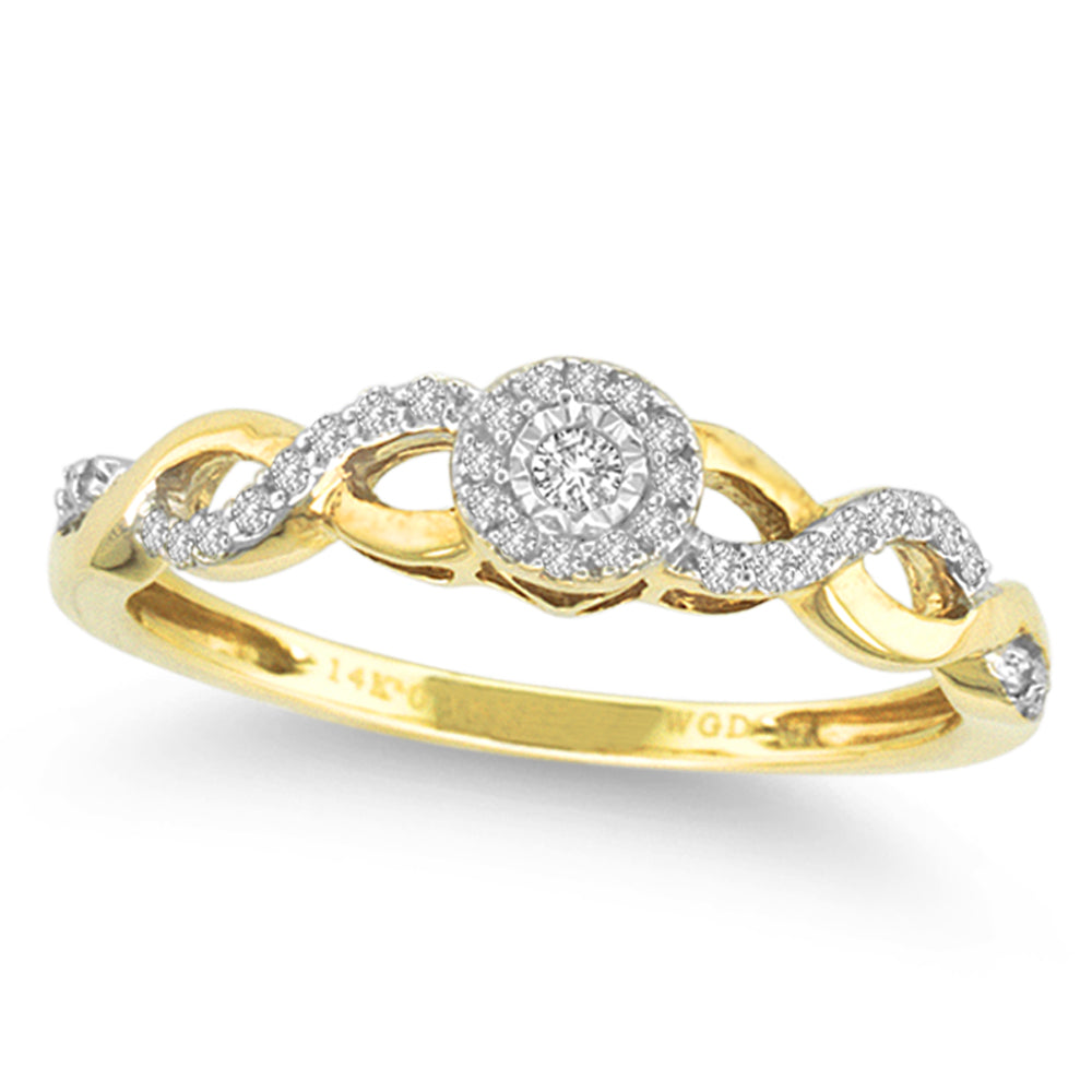 14K Yellow Gold Beautiful 0.16Ct Diamond Ring