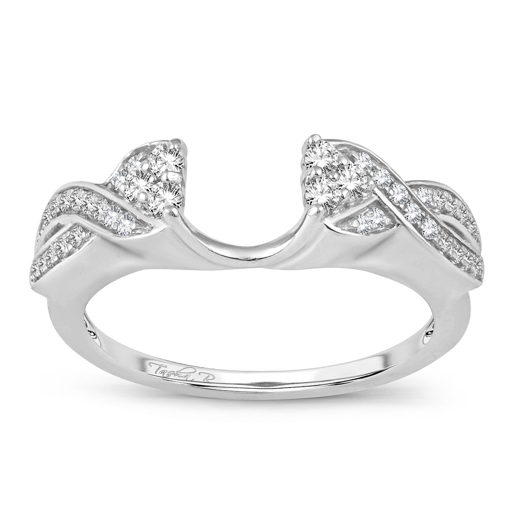 14K White Gold Elegant 0.25Ct Diamond Ring Guard.