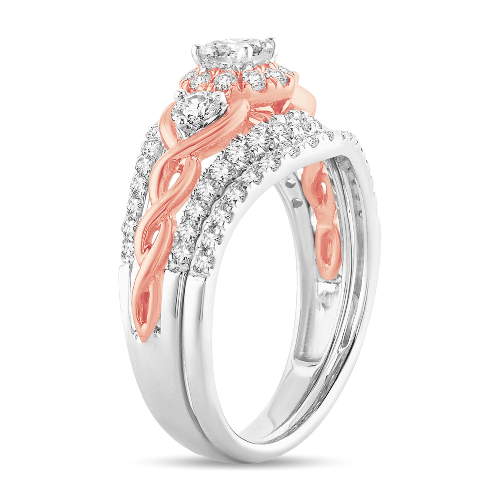 14K Rose Gold Dazzling 1.01Ct Diamond Bridal Ring