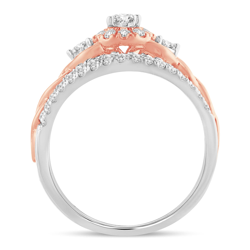 14K Rose Gold Dazzling 1.01Ct Diamond Bridal Ring