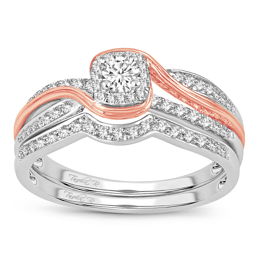 14K Rose Gold Exquisite 0.50Ct Diamond Bridal Ring